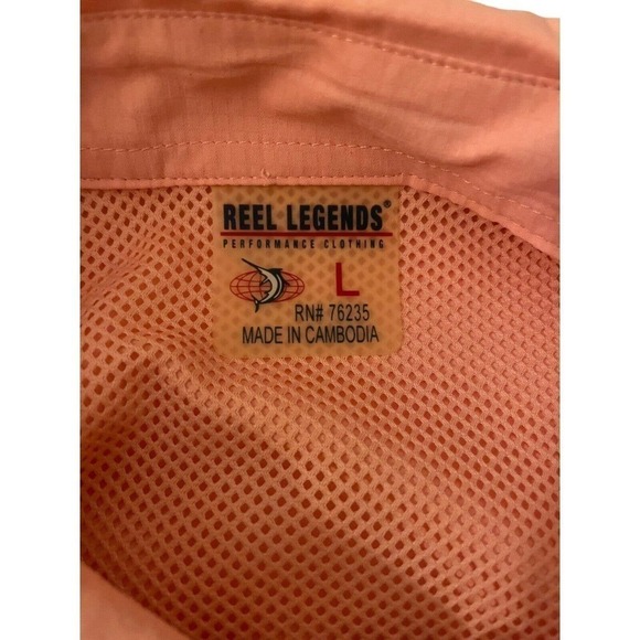 Reel Legends NEW Mens Fishing Shirt Size Large Vented Back Roll Tab Long Sleeves - Picture 9 of 13